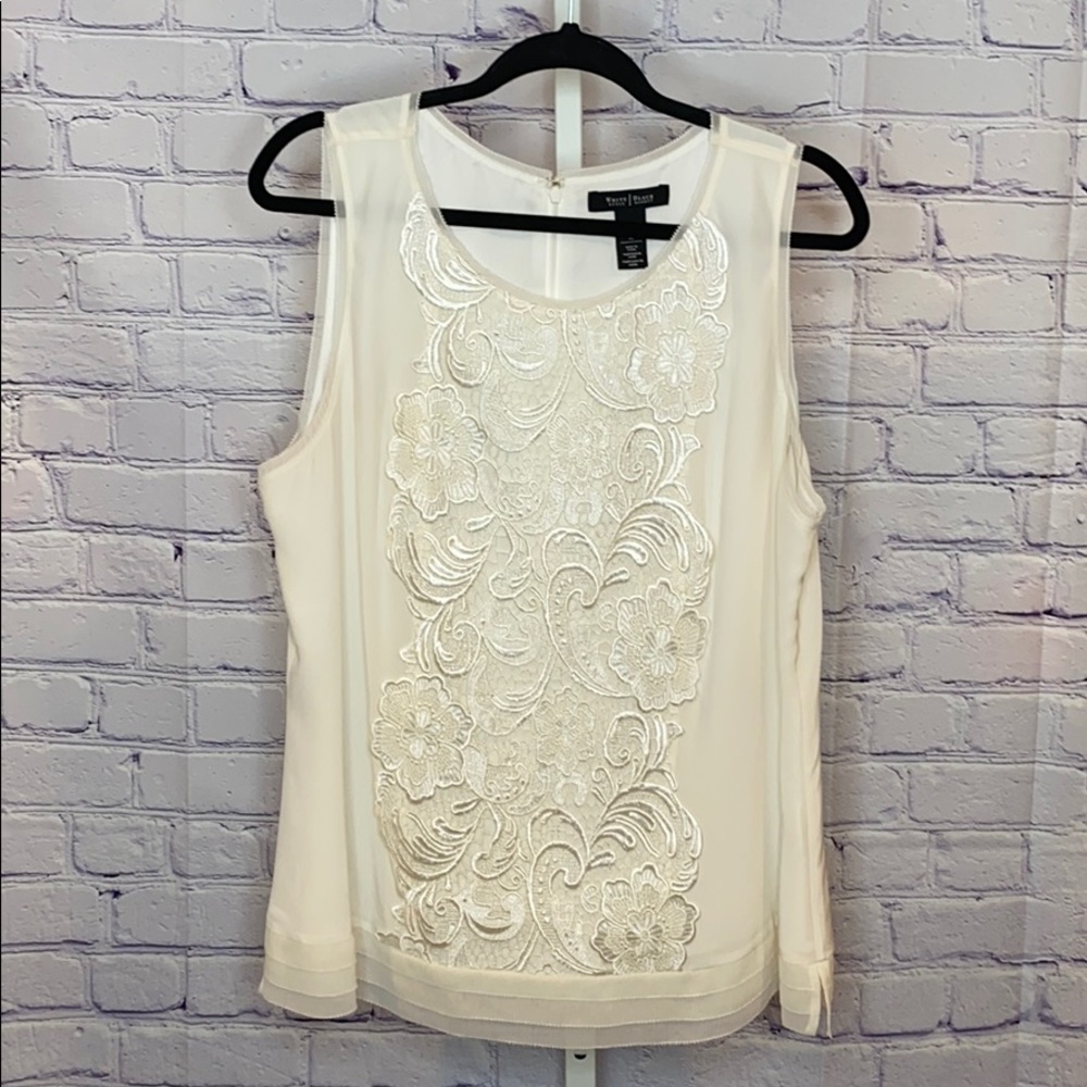 WHBM Off White/cream color 100% Silk top/camisole